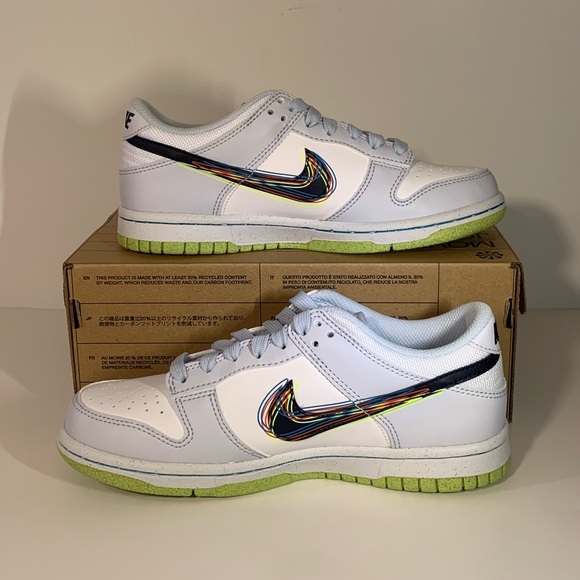 [NEW] NIKE DUNK LOW 3D SWOOSH GREY GRADE SCHOOL SHOES SIZE 4.5Y YOUTH SNEAKERS - Picture 8 of 12